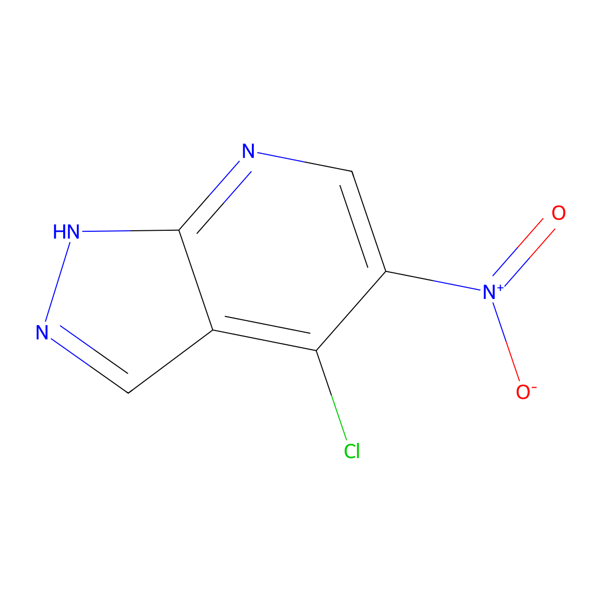 4-chloro-5-nitro-1H-pyrazolo[3,4-b]pyridine molecular structure, CAS 1638769-09-1