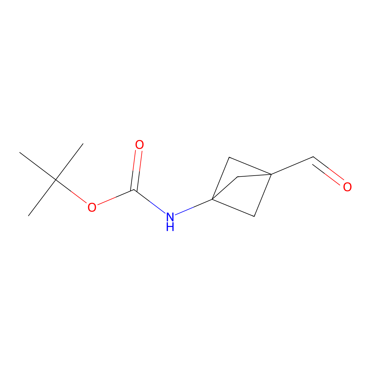 tert-butyl N-{3-formylbicyclo[1.1.1]pentan-1-yl}carbamate molecular structure, CAS 1638771-06-8