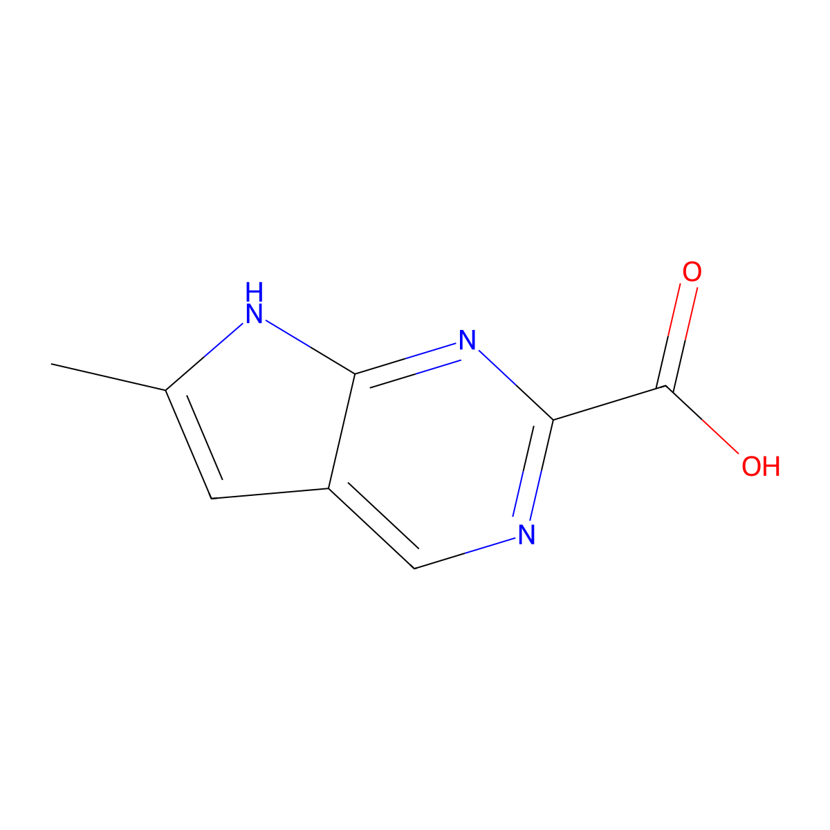 6-Methyl-7H-pyrrolo[2,3-d]pyrimidine-2-carboxylic acid molecular structure, CAS 1638771-08-0
