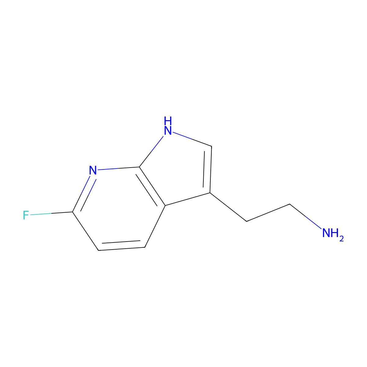 2-{6-fluoro-1H-pyrrolo[2,3-b]pyridin-3-yl}ethan-1-amine molecular structure, CAS 1638771-25-1