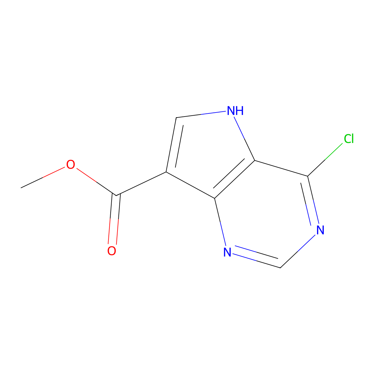 methyl 4-chloro-5H-pyrrolo[3,2-d]pyrimidine-7-carboxylate molecular structure, CAS 1638771-33-1