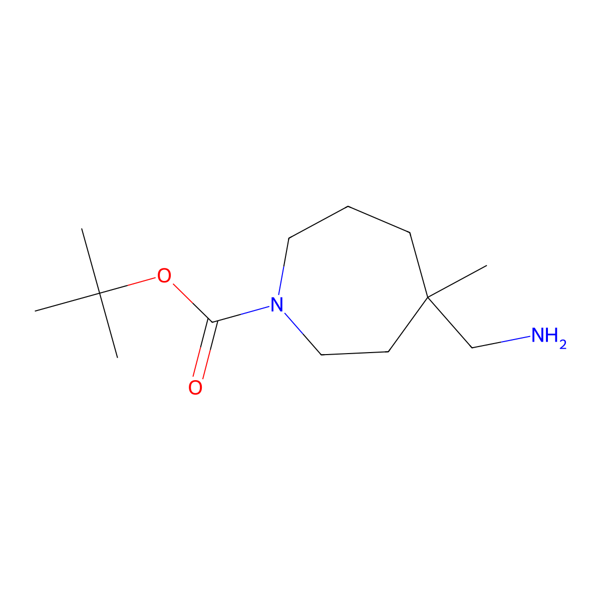 tert-Butyl 4-(aminomethyl)-4-methylazepane-1-carboxylate molecular structure, CAS 1638771-44-4