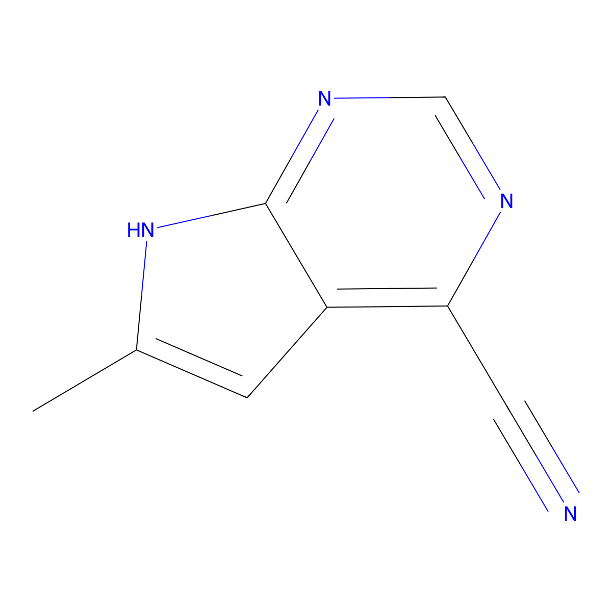 6-Methyl-7H-pyrrolo[2,3-d]pyrimidine-4-carbonitrile molecular structure, CAS 1638771-53-5