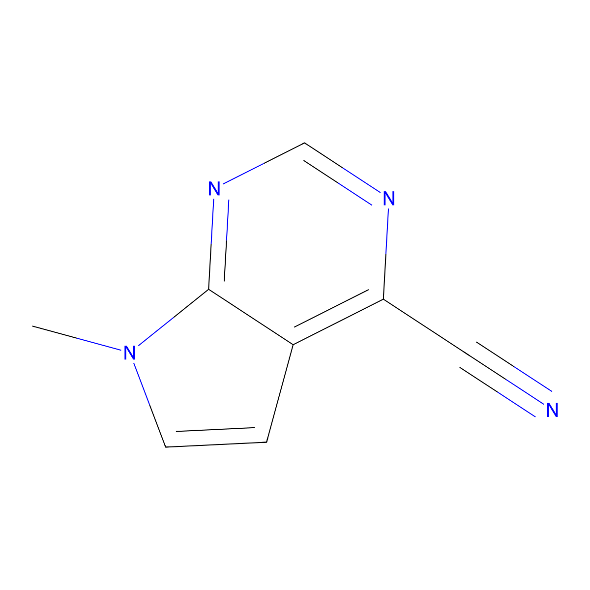 7-Methyl-7H-pyrrolo[2,3-d]pyrimidine-4-carbonitrile molecular structure, CAS 1638771-56-8