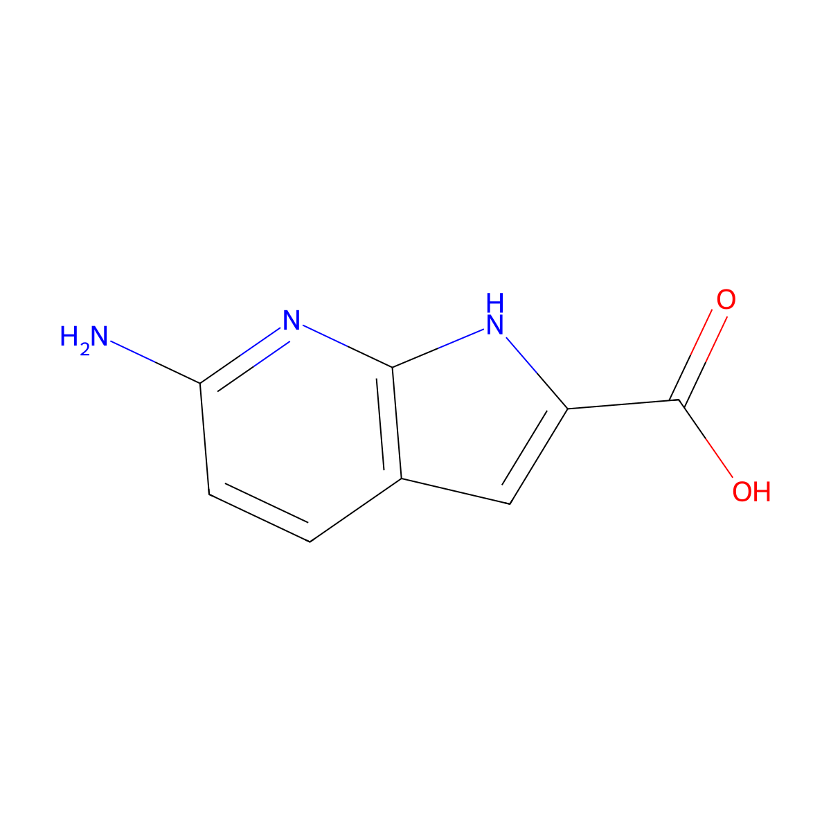 6-amino-1H-pyrrolo[2,3-b]pyridine-2-carboxylic acid molecular structure, CAS 1638771-57-9