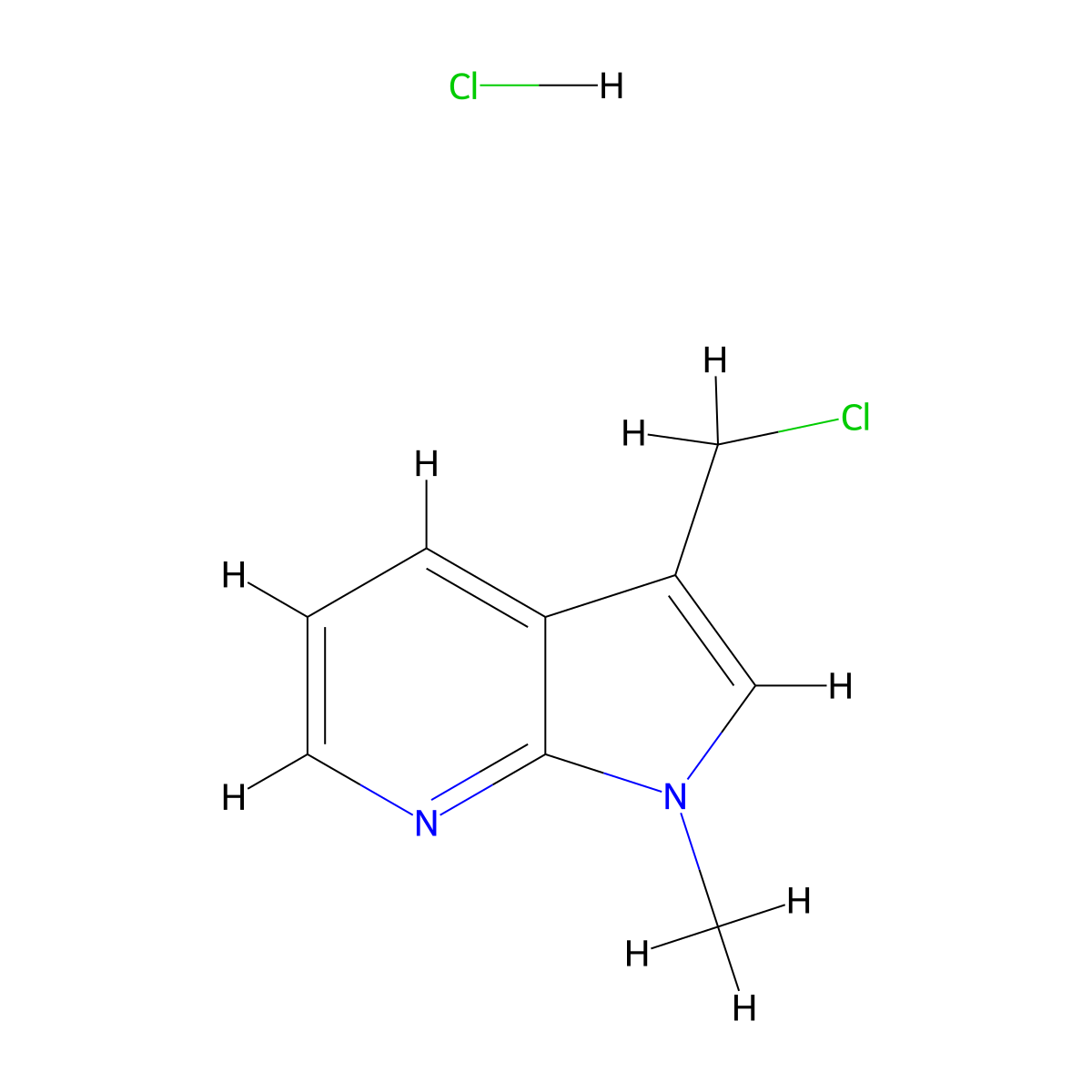 3-(chloromethyl)-1-methyl-1H-pyrrolo[2,3-b]pyridine hydrochloride molecular structure, CAS 1638771-61-5