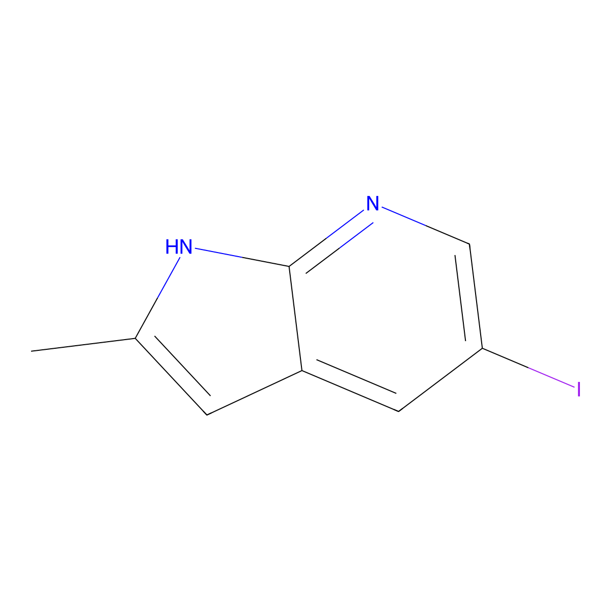 5-iodo-2-methyl-1H-pyrrolo[2,3-b]pyridine molecular structure, CAS 1638771-62-6