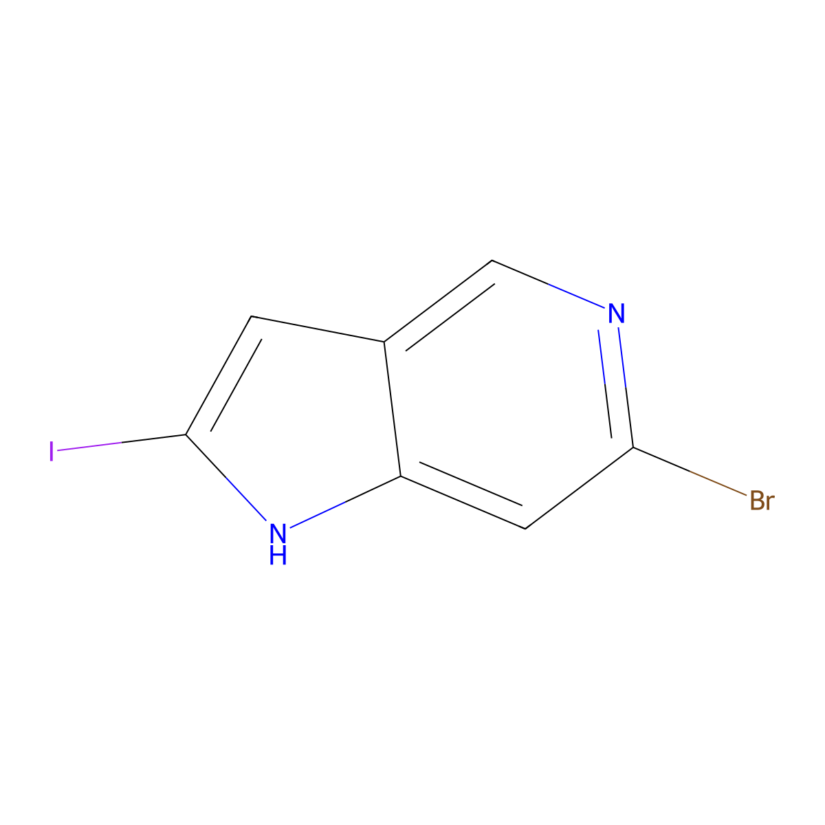 6-bromo-2-iodo-1H-pyrrolo[3,2-c]pyridine molecular structure, CAS 1638771-78-4