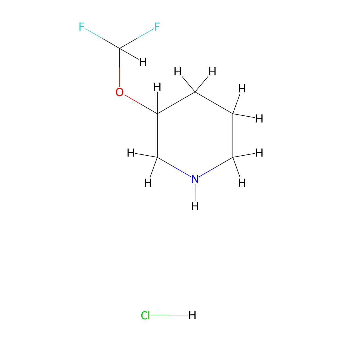 3-(Difluoromethoxy)piperidine hydrochloride molecular structure, CAS 1638772-02-7