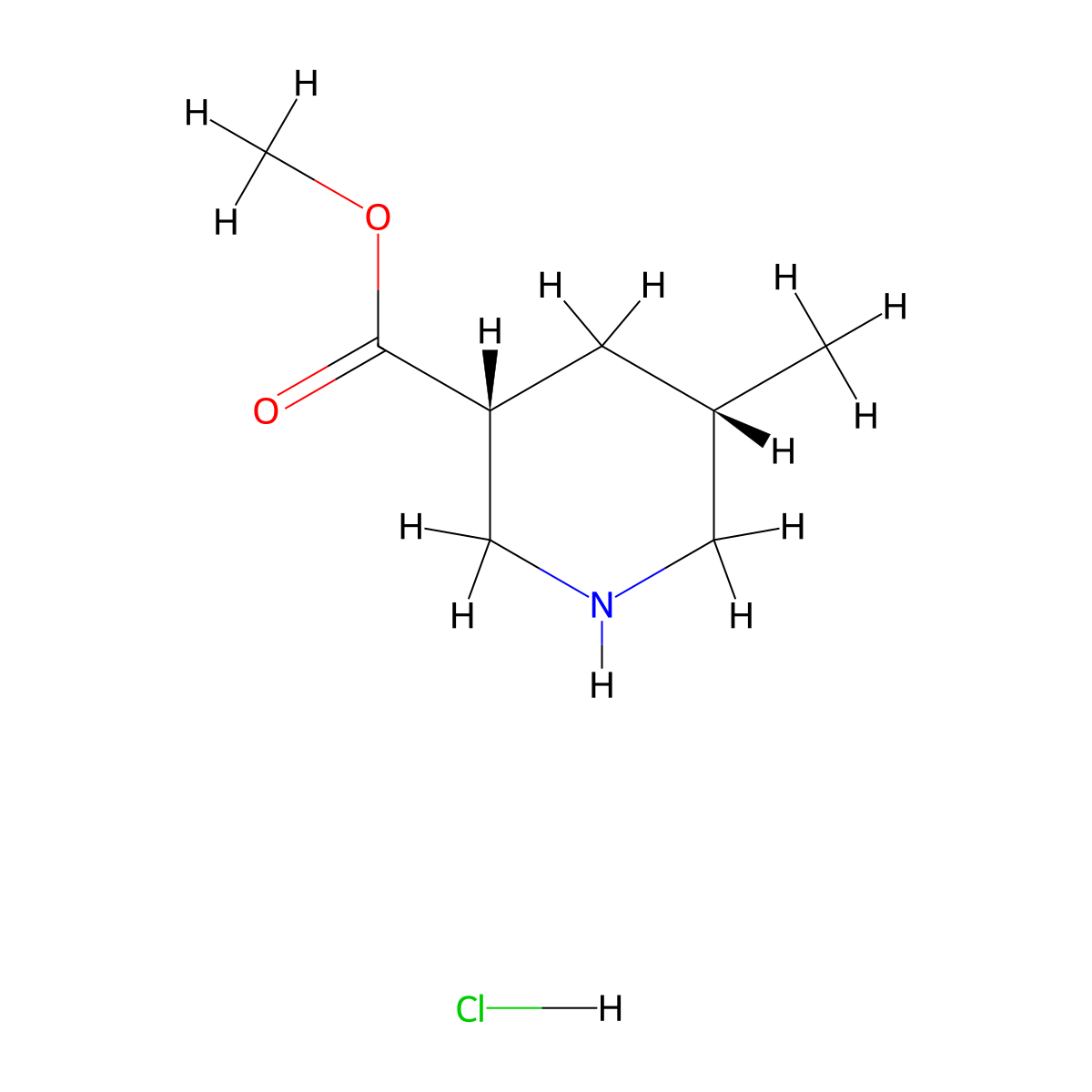 Methyl cis-5-methylpiperidine-3-carboxylate hydrochloride molecular structure, CAS 1638772-09-4