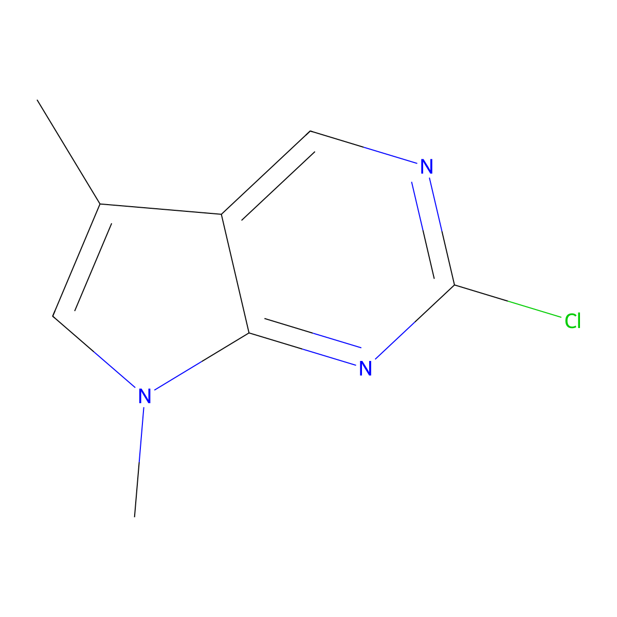 2-Chloro-5,7-dimethyl-7H-pyrrolo[2,3-d]pyrimidine molecular structure, CAS 1638772-13-0