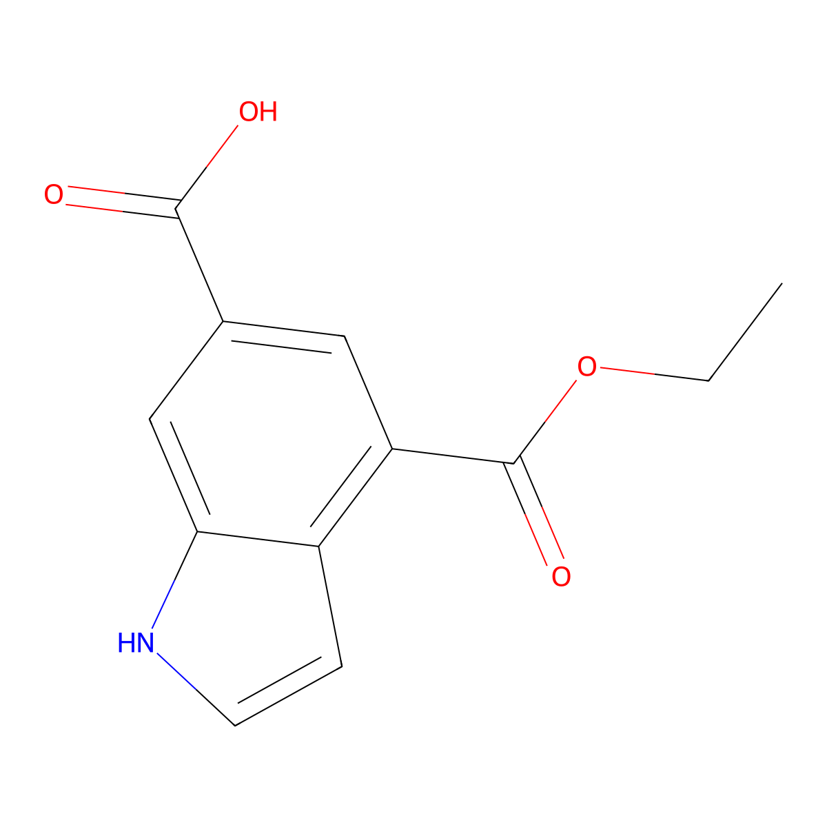 4-(Ethoxycarbonyl)-1H-indole-6-carboxylic acid molecular structure, CAS 1638772-15-2
