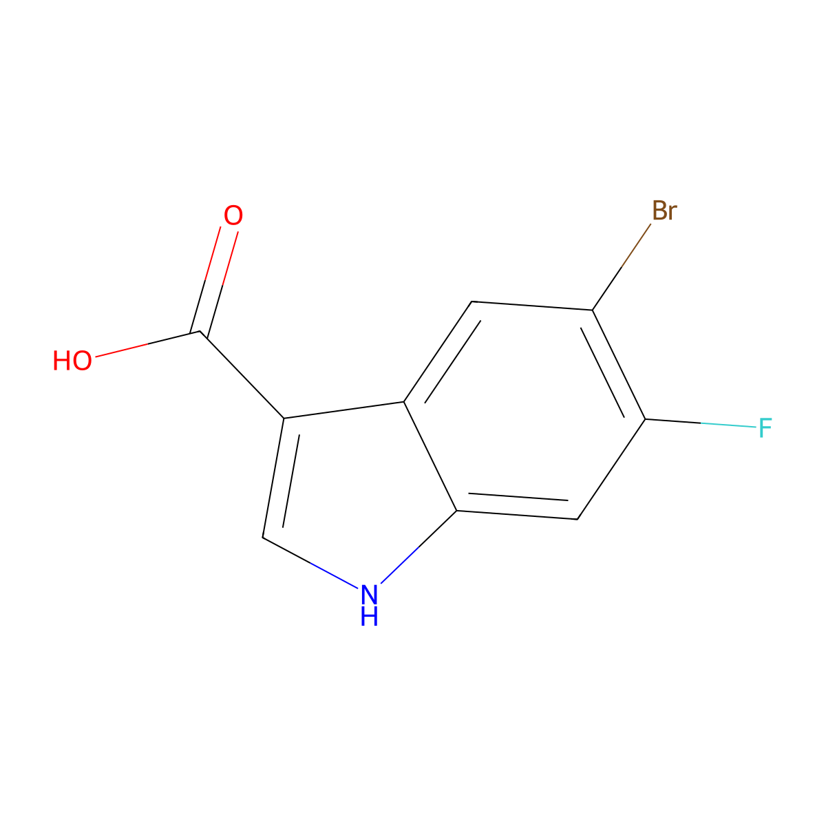 5-bromo-6-fluoro-1H-indole-3-carboxylic acid molecular structure, CAS 1638772-16-3
