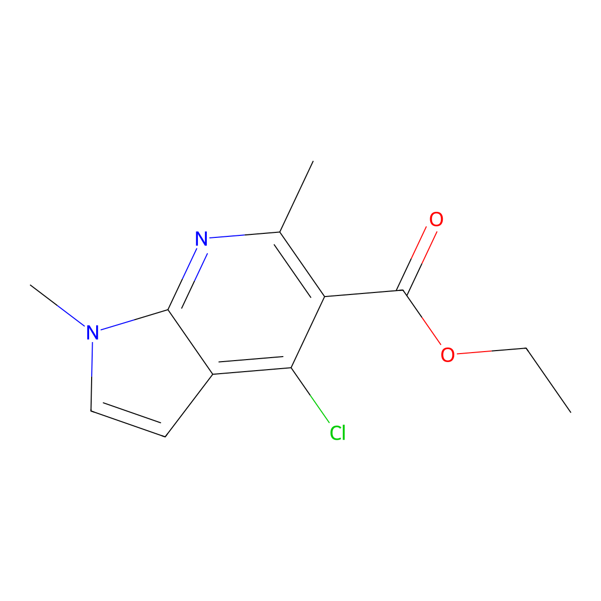 ethyl 4-chloro-1,6-dimethyl-1H-pyrrolo[2,3-b]pyridine-5-carboxylate molecular structure, CAS 1638772-22-1