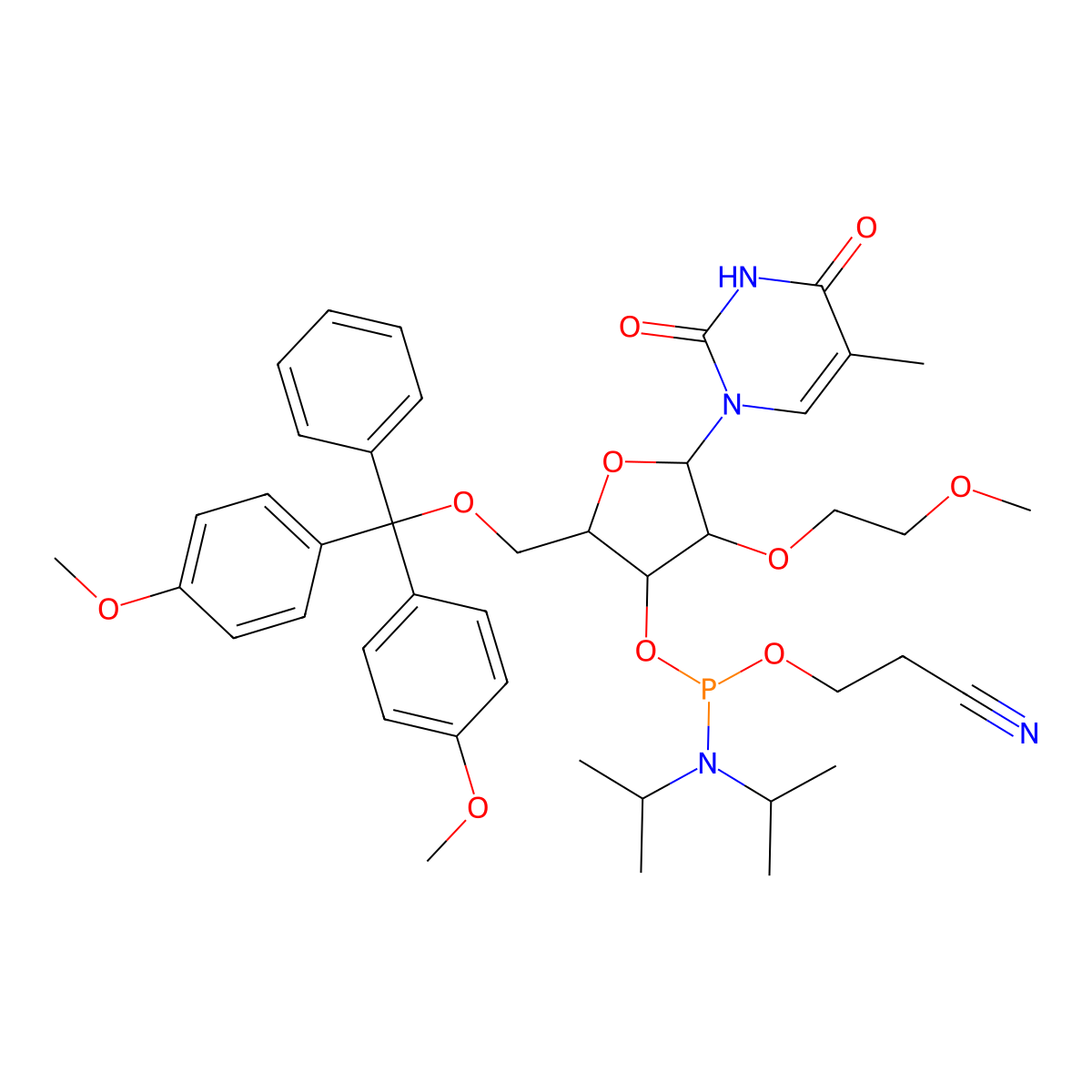 2'-O-MOE-5-Methyl-Uridine Phosphoramidite molecular structure, CAS 163878-63-5