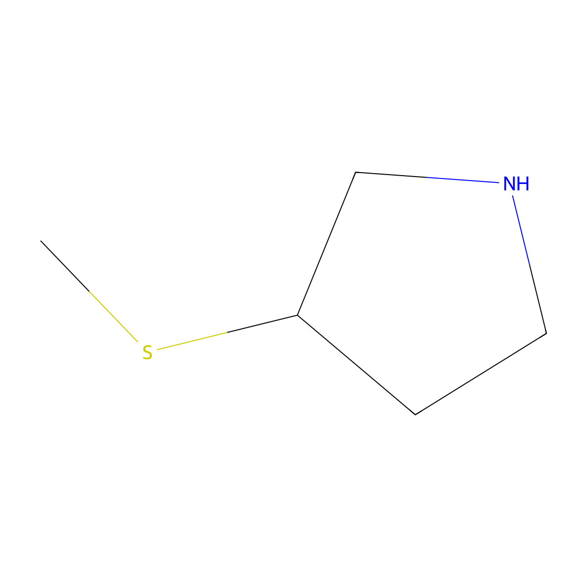 (3R)-3-(methylsulfanyl)pyrrolidine molecular structure, CAS 1638784-48-1