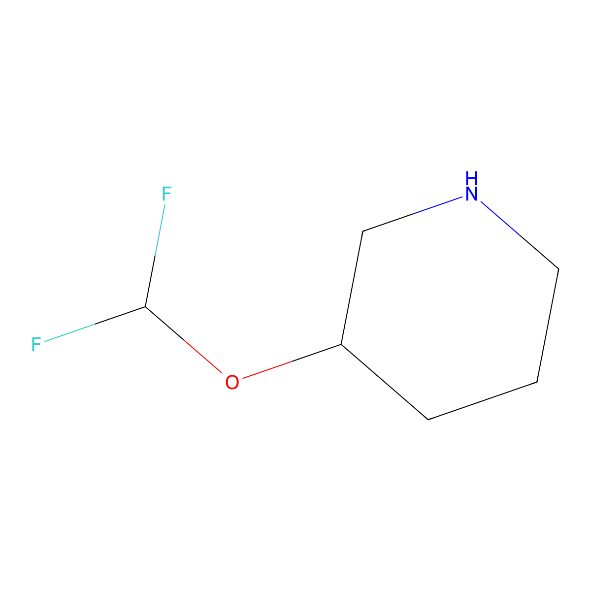 (3R)-3-(Difluoromethoxy)piperidine molecular structure, CAS 1638784-53-8