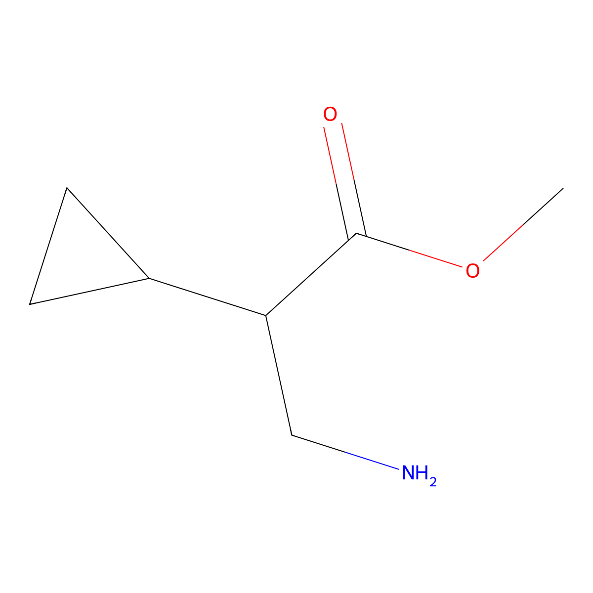 Methyl 3-amino-2-cyclopropylpropanoate molecular structure, CAS 1638784-95-8