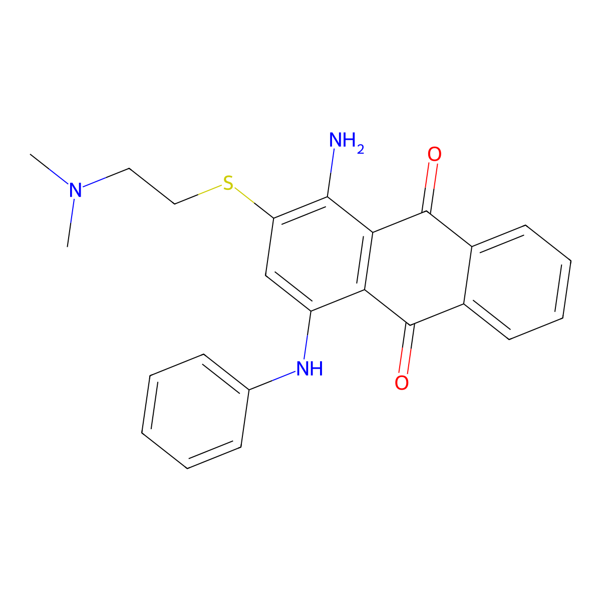 9,10-Anthracenedione, 1-amino-2-[[2-(dimethylamino)ethyl]thio]-4-(phenylamino)- molecular structure, CAS 16388-74-2