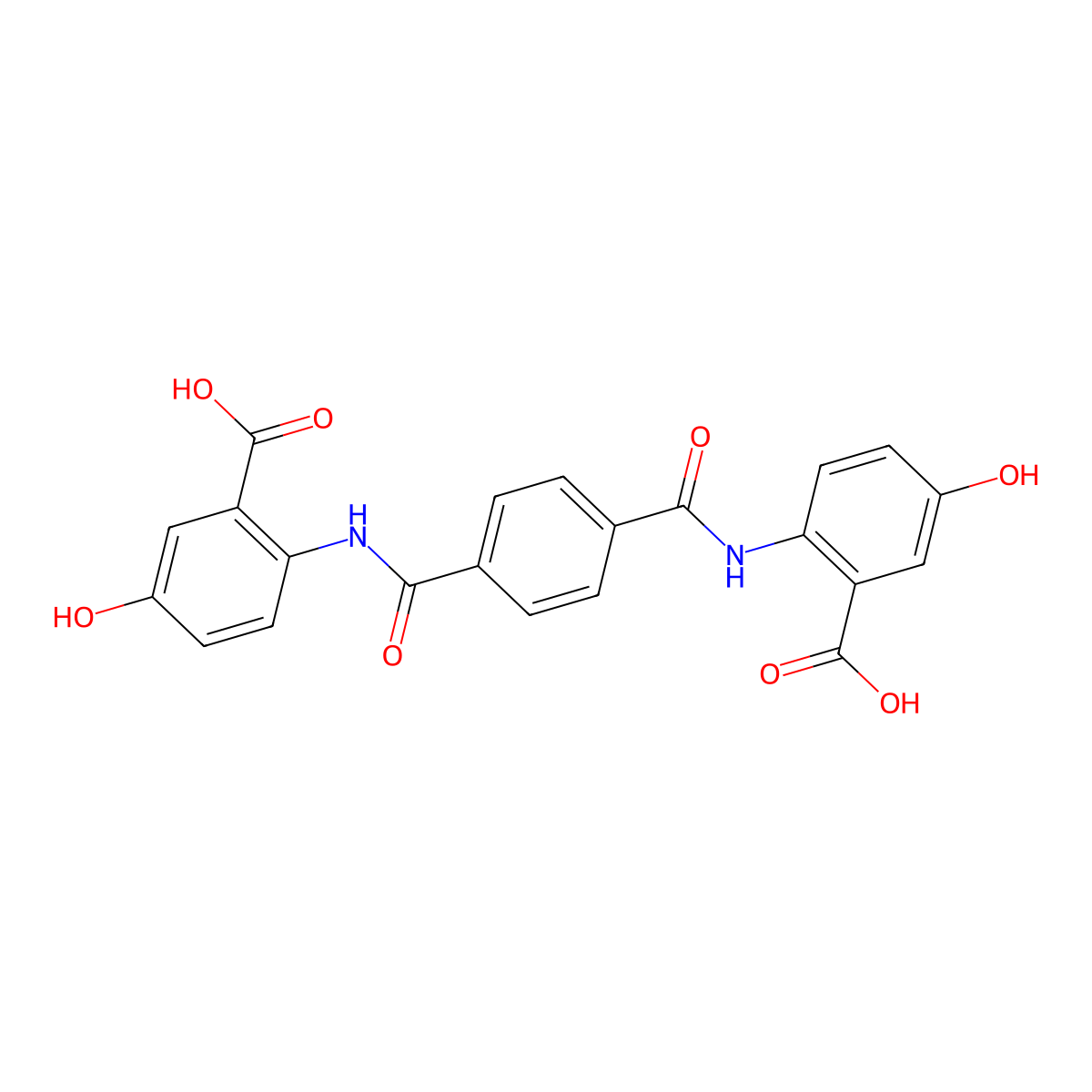 Benzoic acid, 2,2'-[1,4-phenylenebis(carbonylimino)]bis[5-hydroxy- molecular structure, CAS 163883-76-9