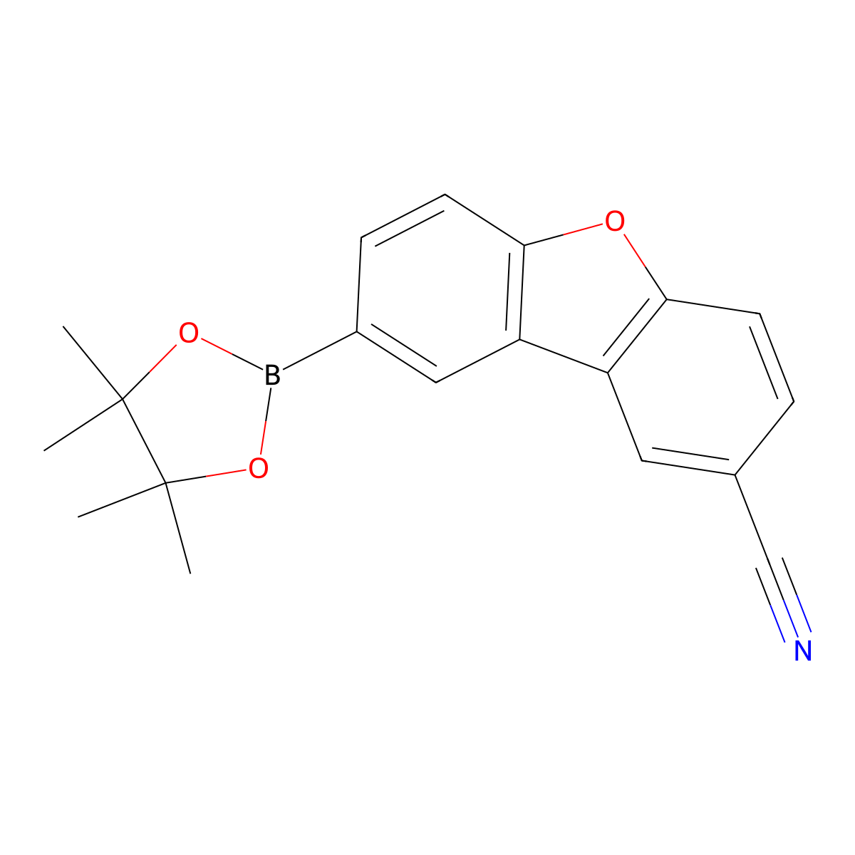 8-(4,4,5,5-Tetramethyl-1,3,2-dioxaborolan-2-yl)dibenzo[b,d]furan-2-carbonitrile molecular structure, CAS 1638836-99-3