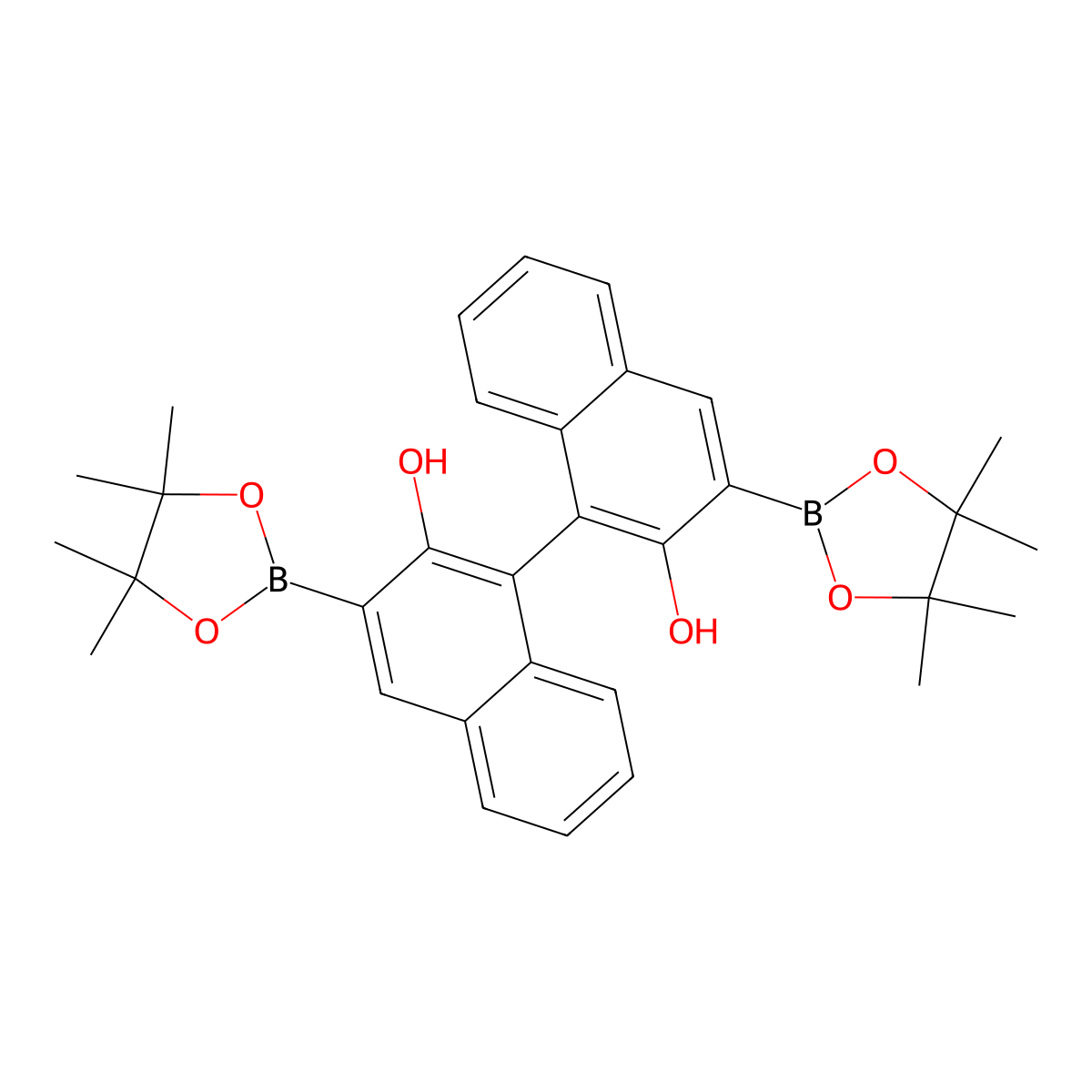 (S)-2,2'-Dihydroxy-1,1'-binaphthalene-3,3'-diboronic acid pinacol ester molecular structure, CAS 1638840-73-9