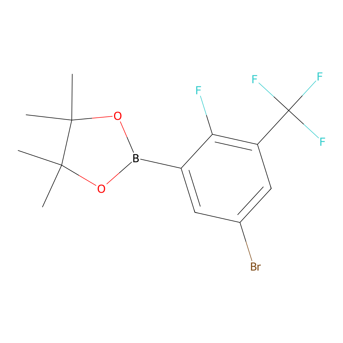 2-(5-Bromo-2-fluoro-3-(trifluoromethyl)phenyl)-4,4,5,5-tetramethyl-1,3,2-dioxaborolane molecular structure, CAS 1638847-70-7