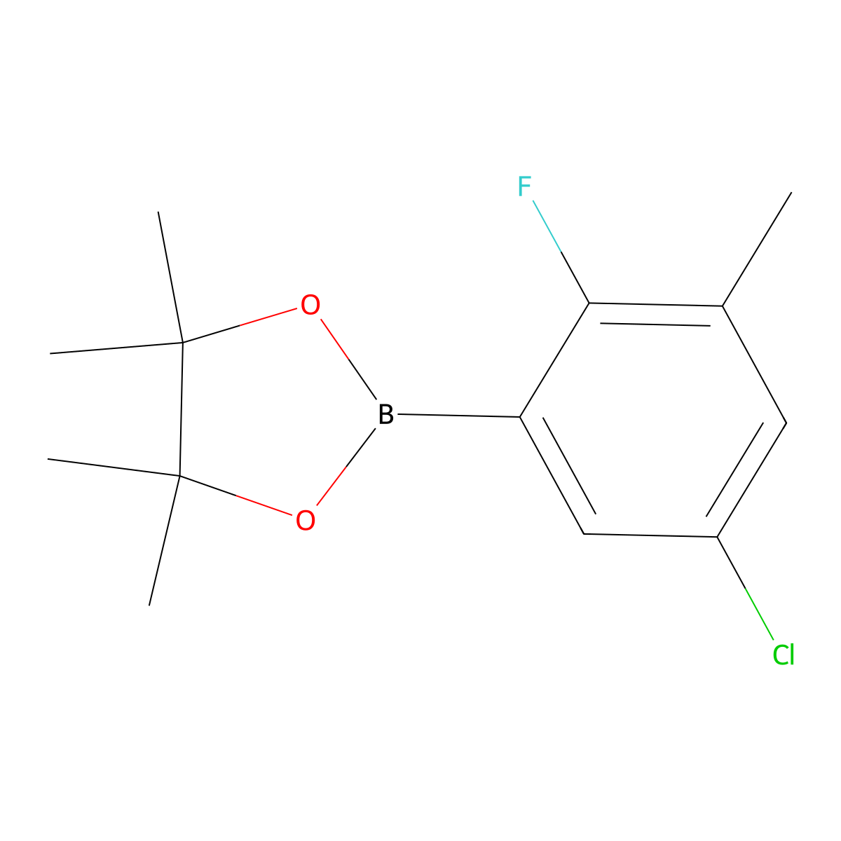 2-(5-Chloro-2-fluoro-3-methylphenyl)-4,4,5,5-tetramethyl-1,3,2-dioxaborolane molecular structure, CAS 1638847-73-0