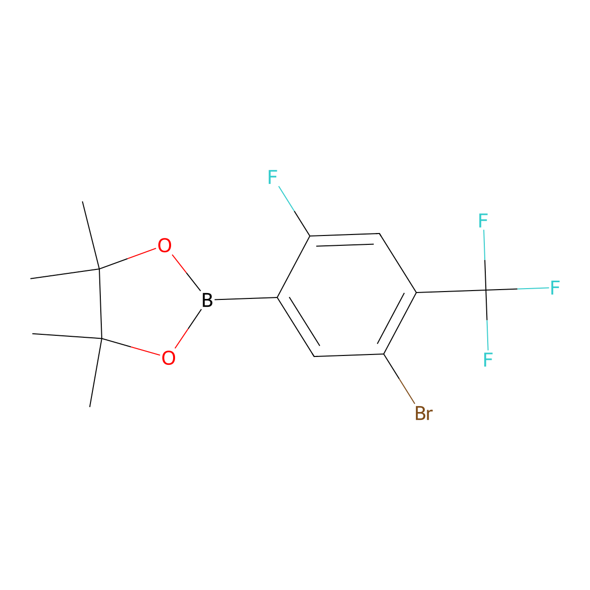 2-(5-Bromo-2-fluoro-4-(trifluoromethyl)phenyl)-4,4,5,5-tetramethyl-1,3,2-dioxaborolane molecular structure, CAS 1638847-75-2