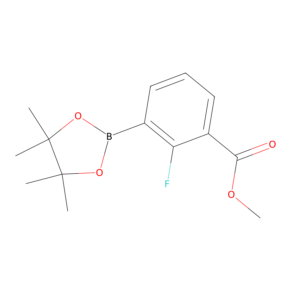 Benzoic acid, 2-fluoro-3-(4,4,5,5-tetramethyl-1,3,2-dioxaborolan-2-yl)-, methyl ester molecular structure, CAS 1638847-77-4