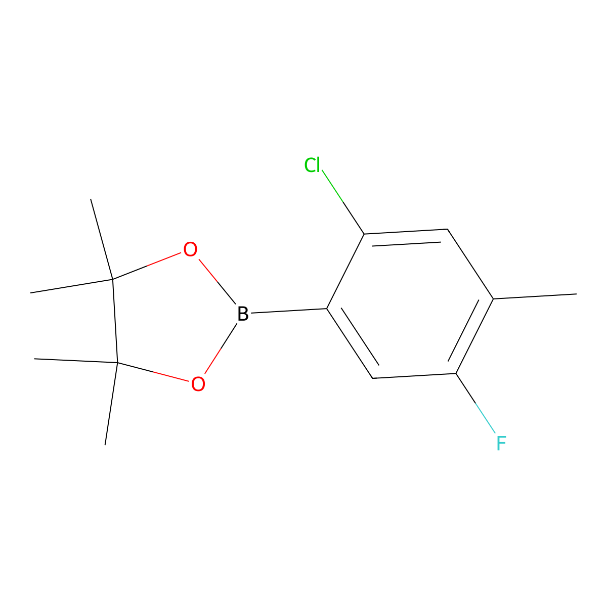 2-(2-Chloro-5-fluoro-4-methylphenyl)-4,4,5,5-tetramethyl-1,3,2-dioxaborolane molecular structure, CAS 1638847-79-6