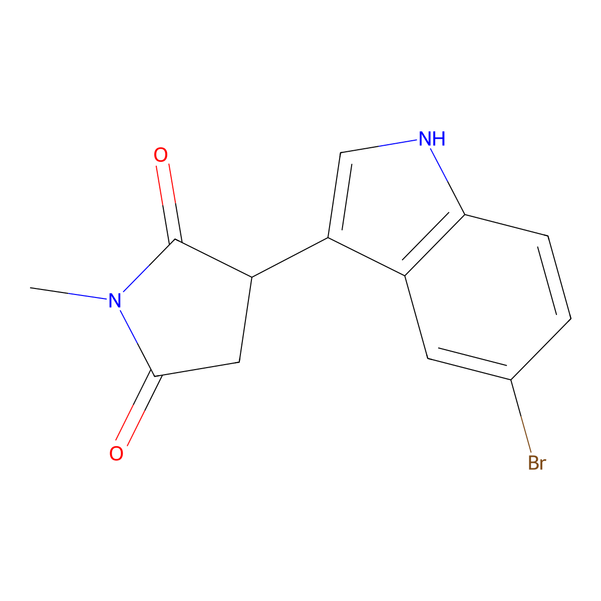 3-(5-bromo-1H-indol-3-yl)-1-methylpyrrolidine-2,5-dione molecular structure, CAS 163886-93-9