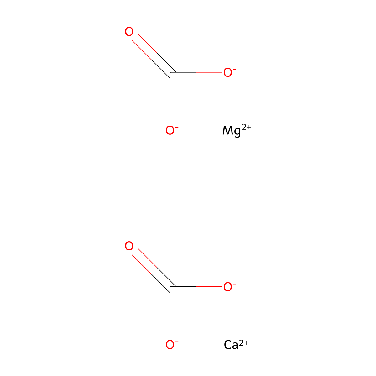 Dolomite (CaMg(CO3)2) molecular structure, CAS 16389-88-1