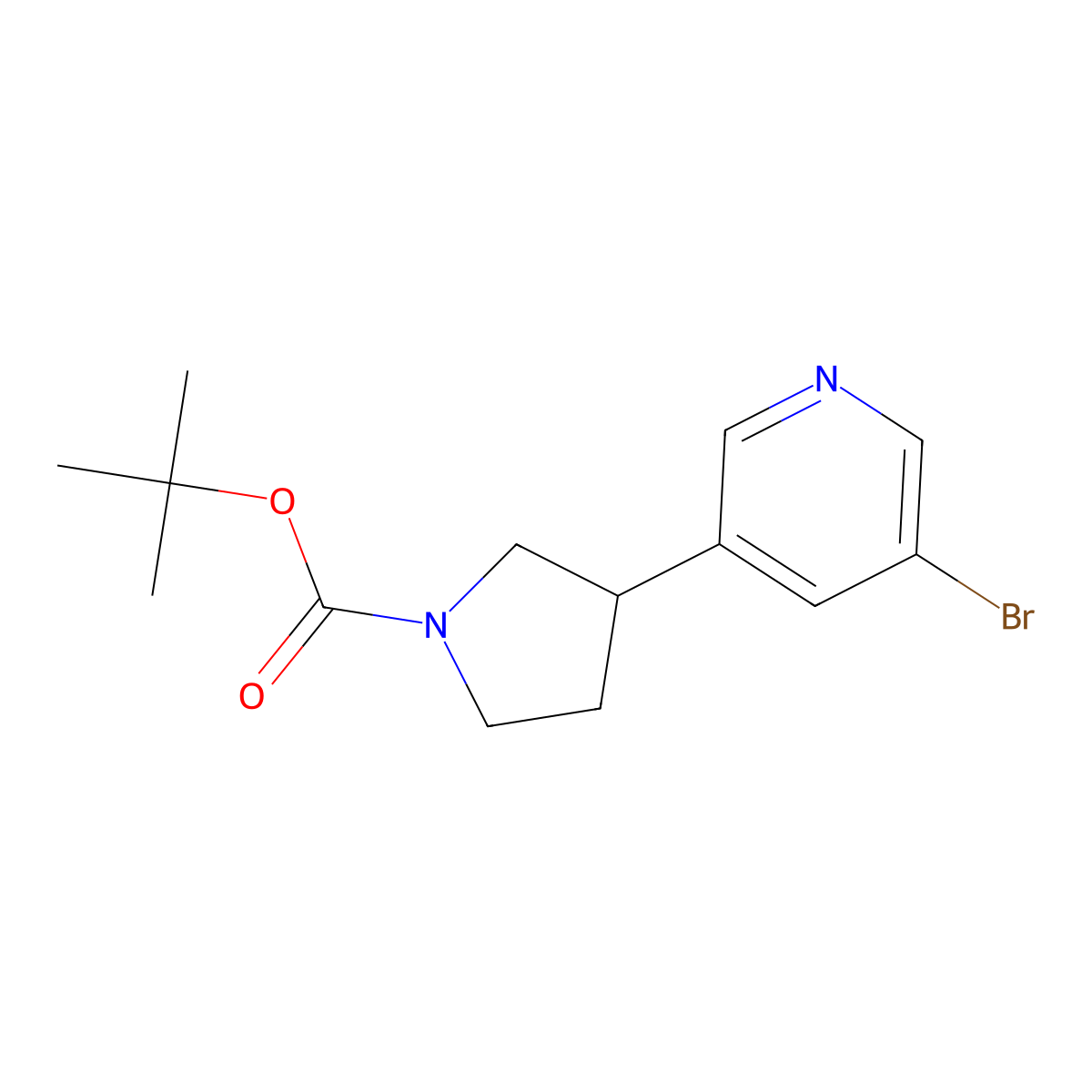 tert-Butyl 3-(5-bromopyridin-3-yl)pyrrolidine-1-carboxylate molecular structure, CAS 1638900-56-7