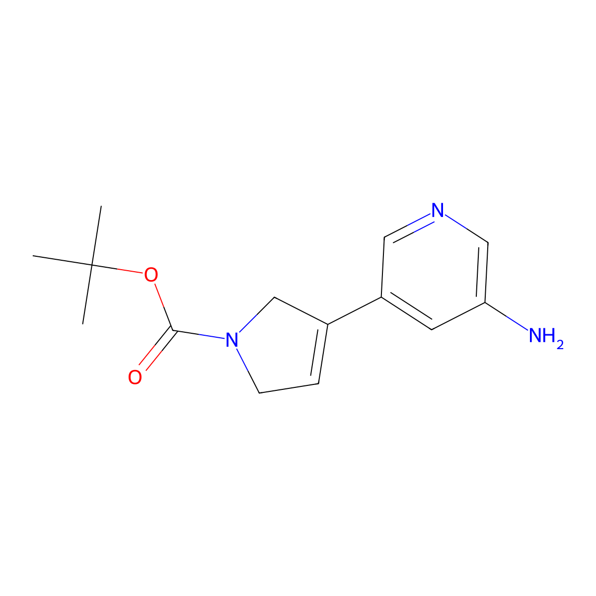 Tert-butyl-3-(5-amino-3-pyridyl)-2,5-dihydropyrrole-1-carboxylate molecular structure, CAS 1638900-59-0