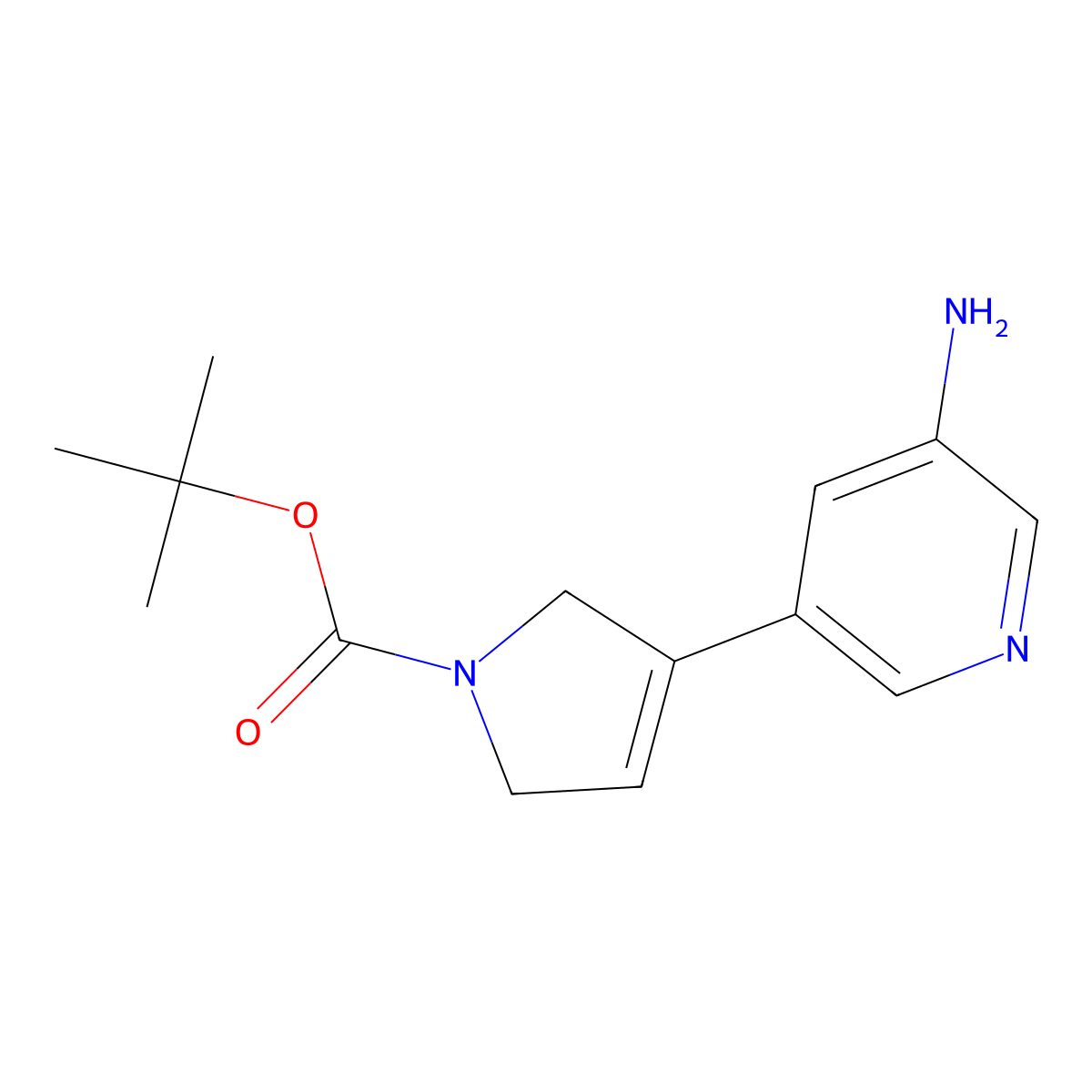 Tert-butyl-3-(5-amino-3-pyridyl)-2,5-dihydropyrrole-1-carboxylate molecular structure, CAS 1638900-59-0