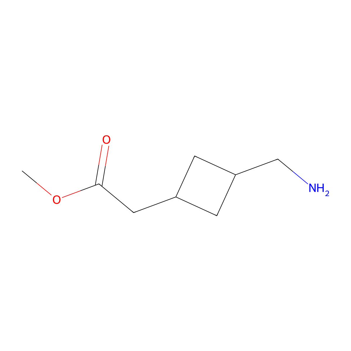 Methyl 2-[3-(aminomethyl)cyclobutyl]acetate molecular structure, CAS 1638920-26-9