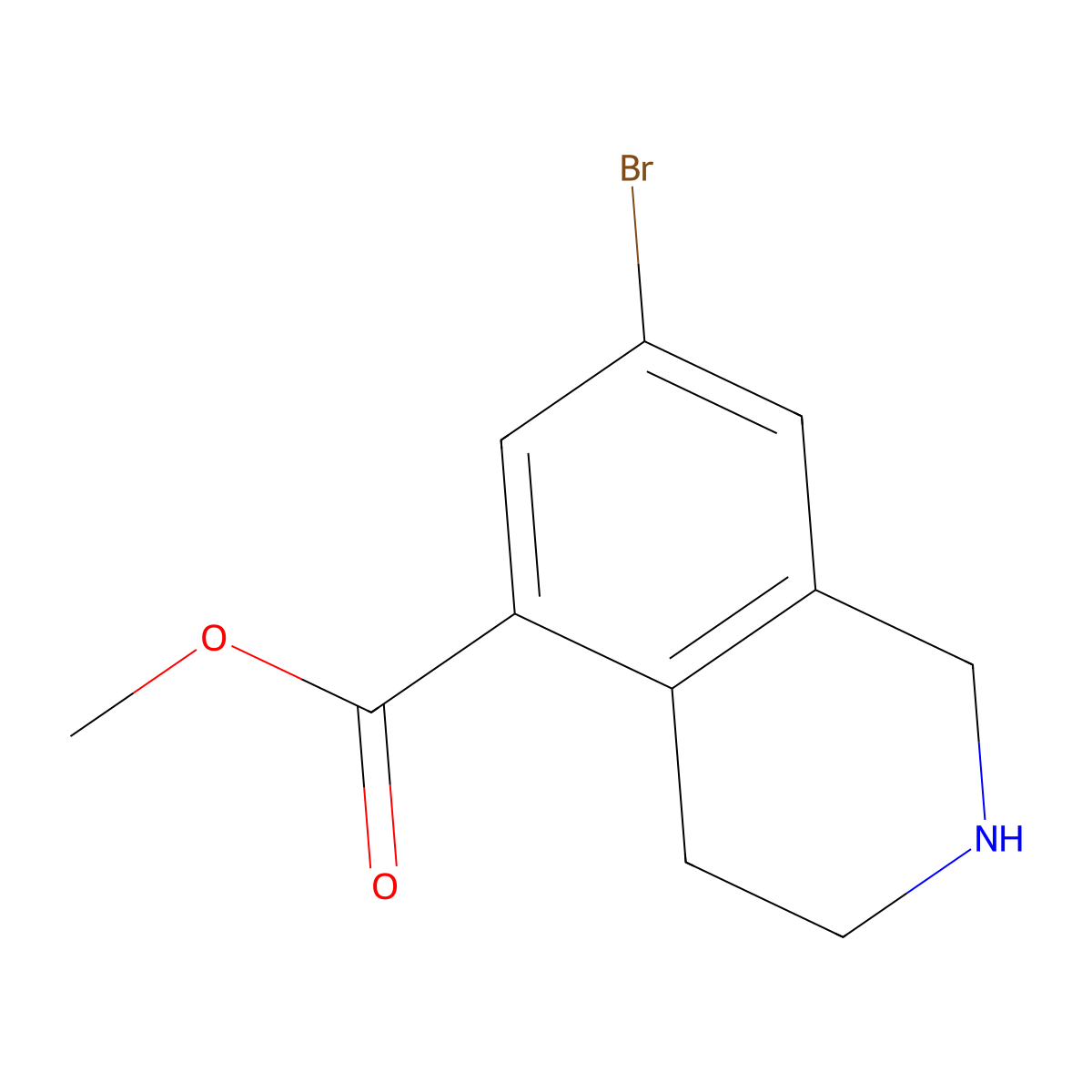 Methyl 7-bromo-1,2,3,4-tetrahydroisoquinoline-5-carboxylate molecular structure, CAS 1638920-38-3