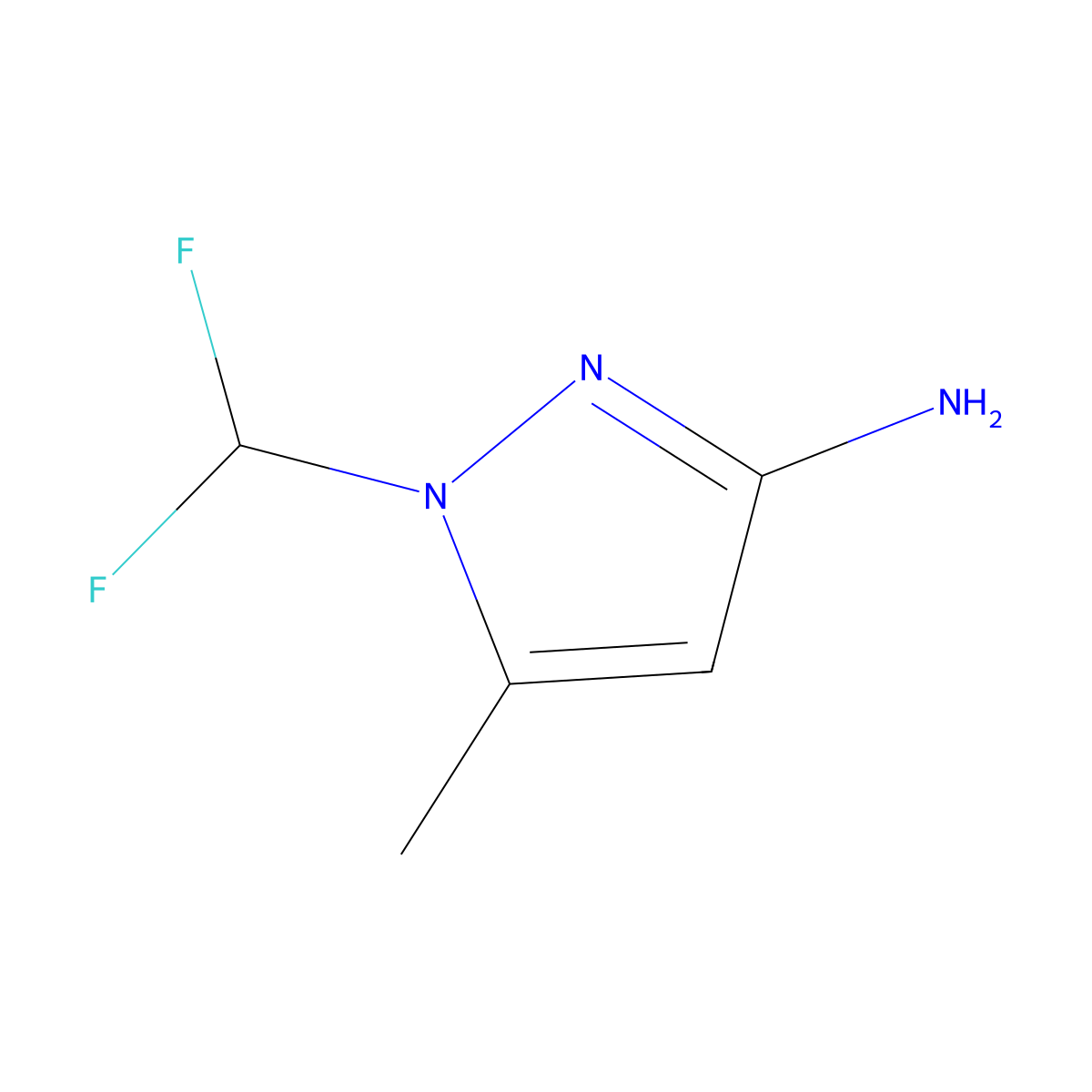 1-(difluoromethyl)-5-methyl-1H-pyrazol-3-amine molecular structure, CAS 1638927-70-4