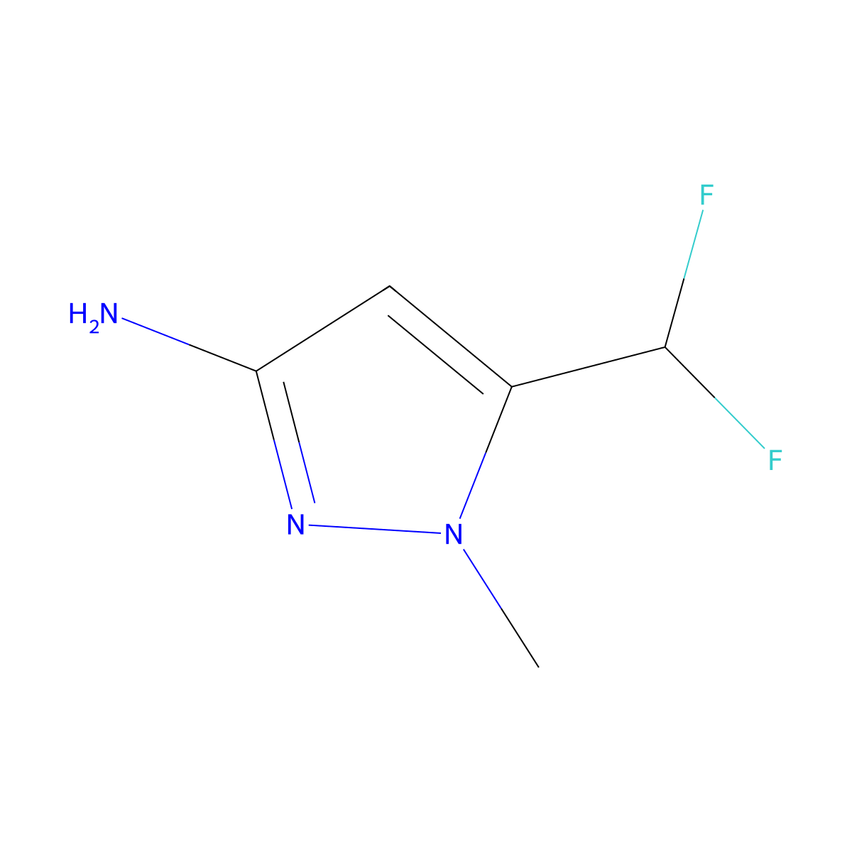 5-(Difluoromethyl)-1-methyl-1H-pyrazol-3-amine molecular structure, CAS 1638927-79-3