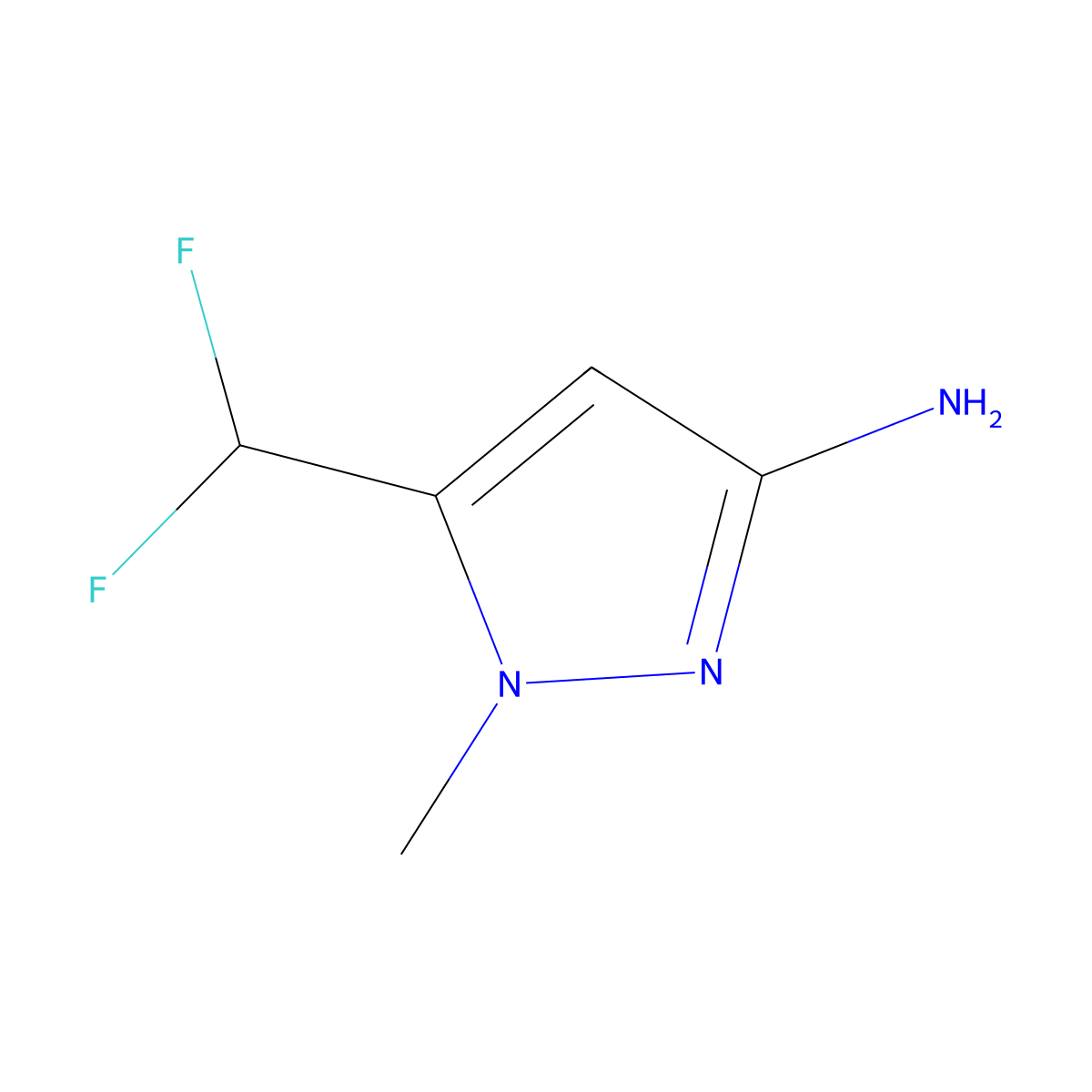 5-(Difluoromethyl)-1-methyl-1H-pyrazol-3-amine molecular structure, CAS 1638927-79-3