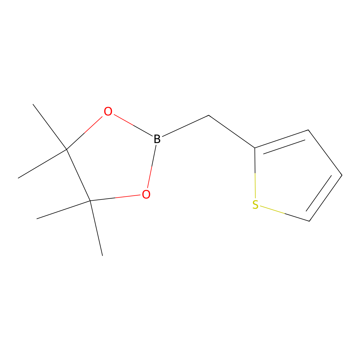 4,4,5,5-Tetramethyl-2-[(thiophen-2-yl)methyl]-1,3,2-dioxaborolane molecular structure, CAS 1638933-18-2