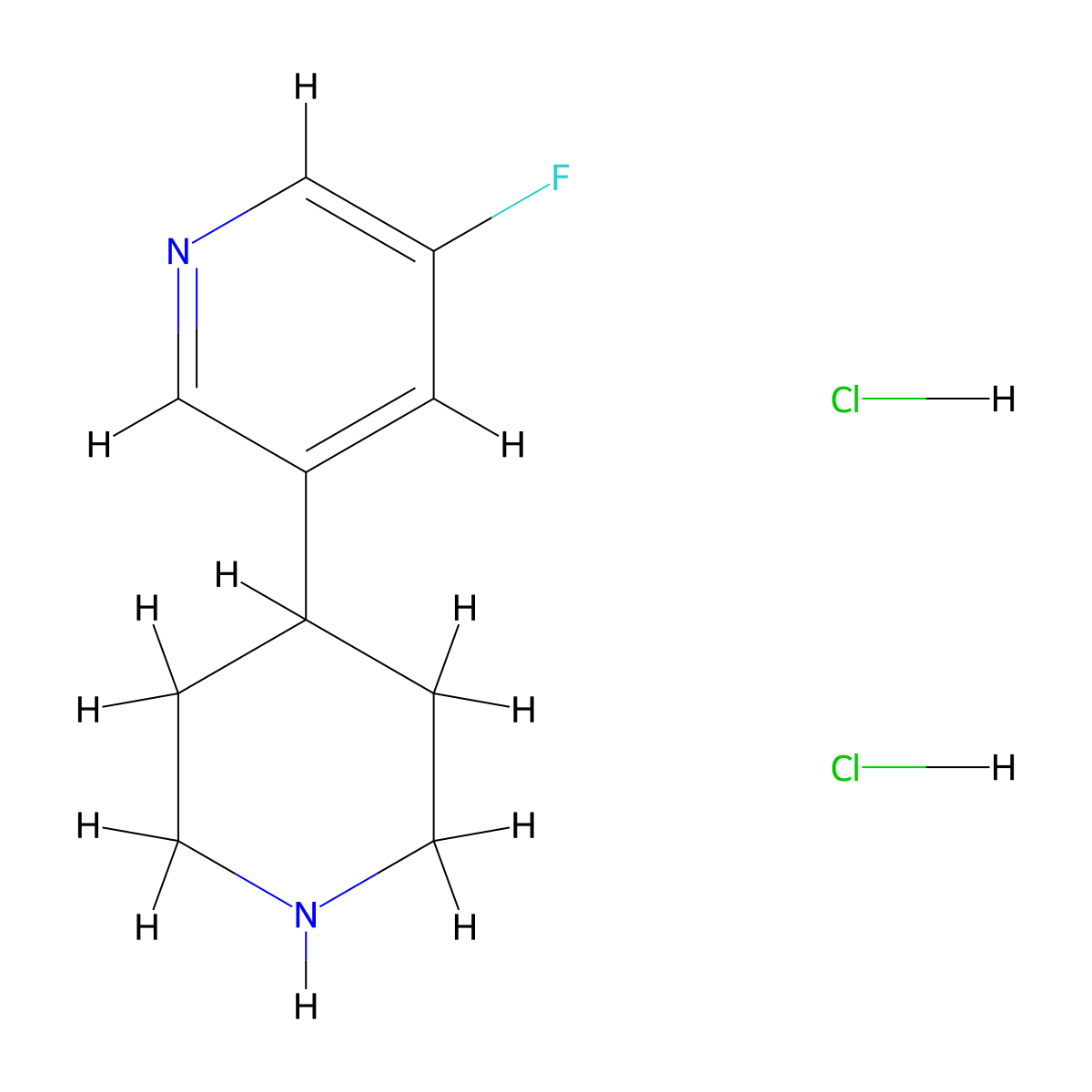 3-Fluoro-5-(piperidin-4-yl)pyridine dihydrochloride molecular structure, CAS 1638968-09-8