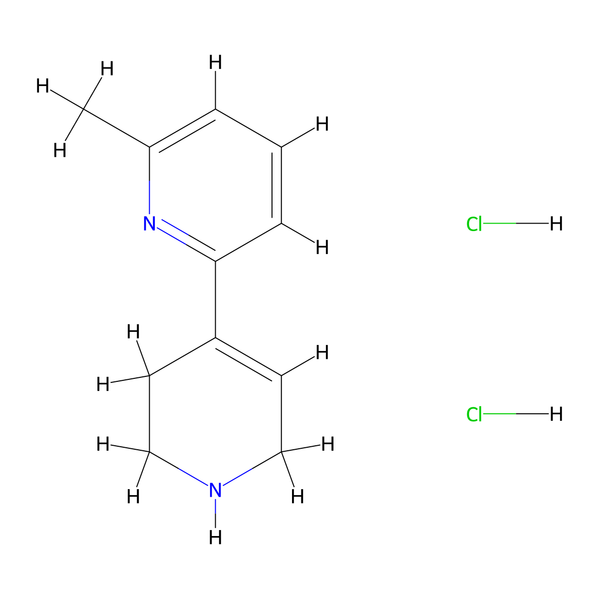 6-Methyl-1',2',3',6'-tetrahydro-2,4'-bipyridine dihydrochloride molecular structure, CAS 1638968-12-3