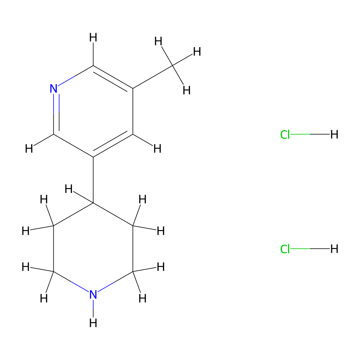 3-Methyl-5-(piperidin-4-yl)pyridine dihydrochloride molecular structure, CAS 1638968-13-4