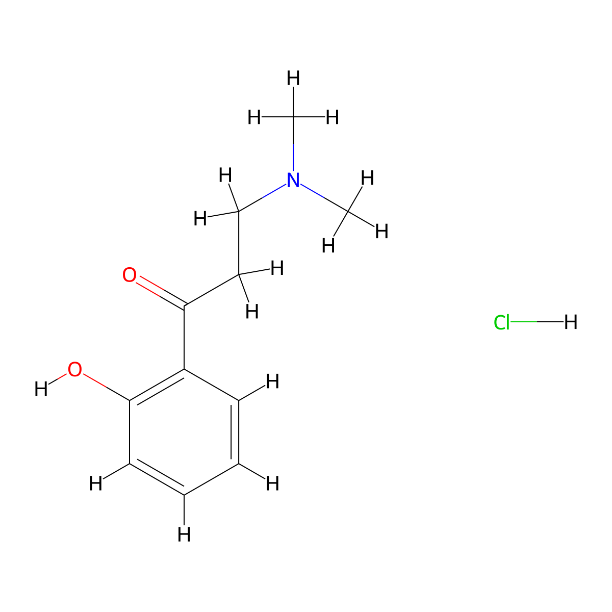 1-Propanone, 3-(dimethylamino)-1-(2-hydroxyphenyl)-, hydrochloride (1:1) molecular structure, CAS 1639-35-6