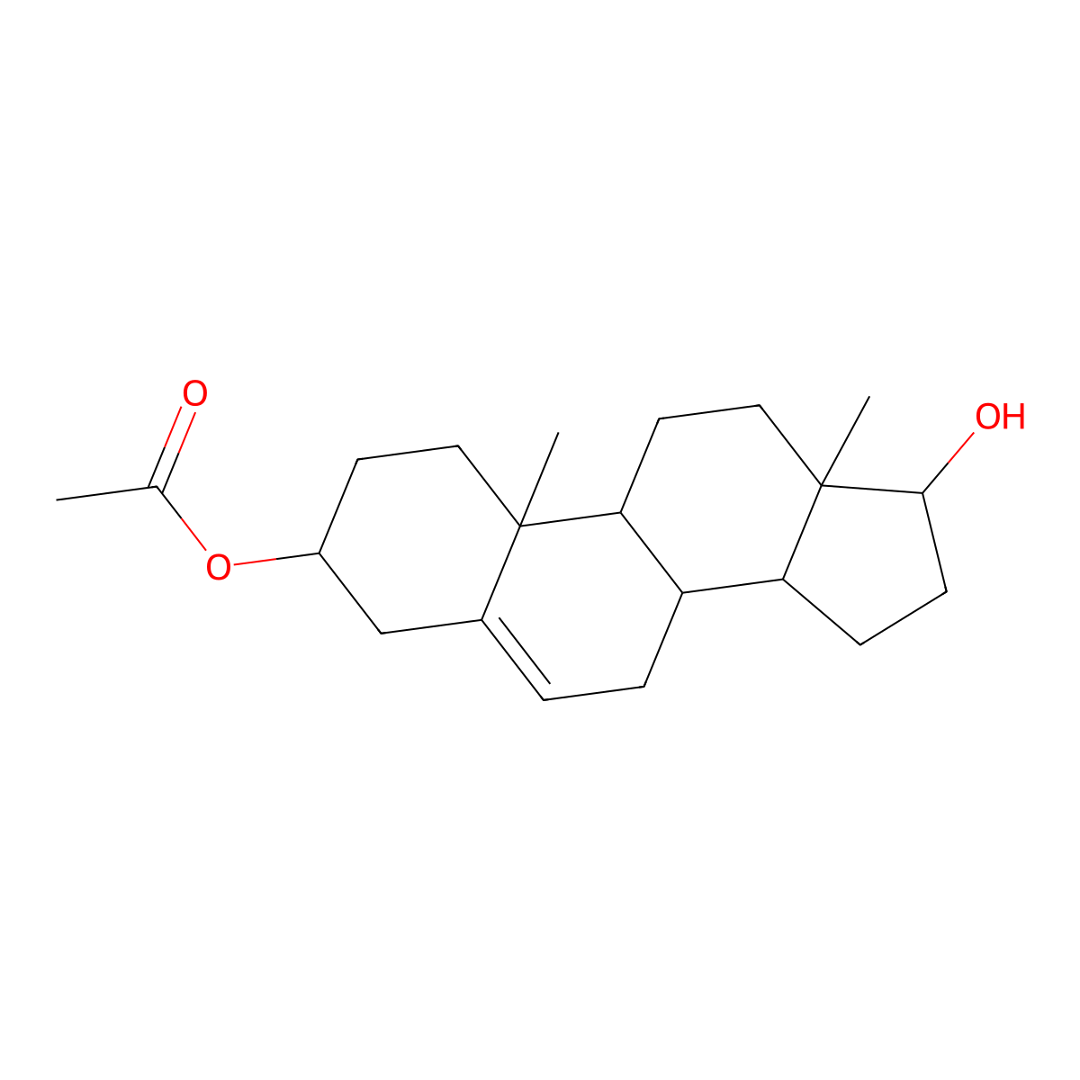 Androstenediol 3-acetate molecular structure, CAS 1639-43-6
