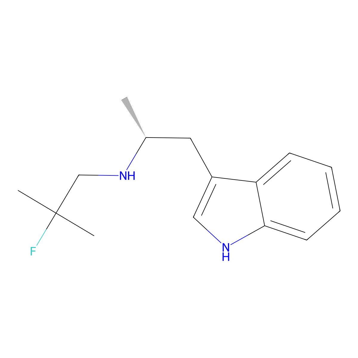 (R)-N-(1-(1H-indol-3-yl)propan-2-yl)-2-fluoro-2-methylpropan-1-amine molecular structure, CAS 1639042-36-6