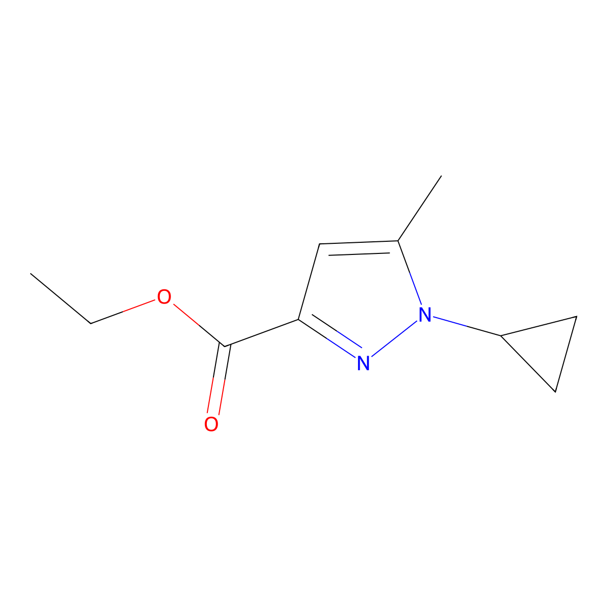 ethyl 1-cyclopropyl-5-methyl-1H-pyrazole-3-carboxylate molecular structure, CAS 1639114-45-6