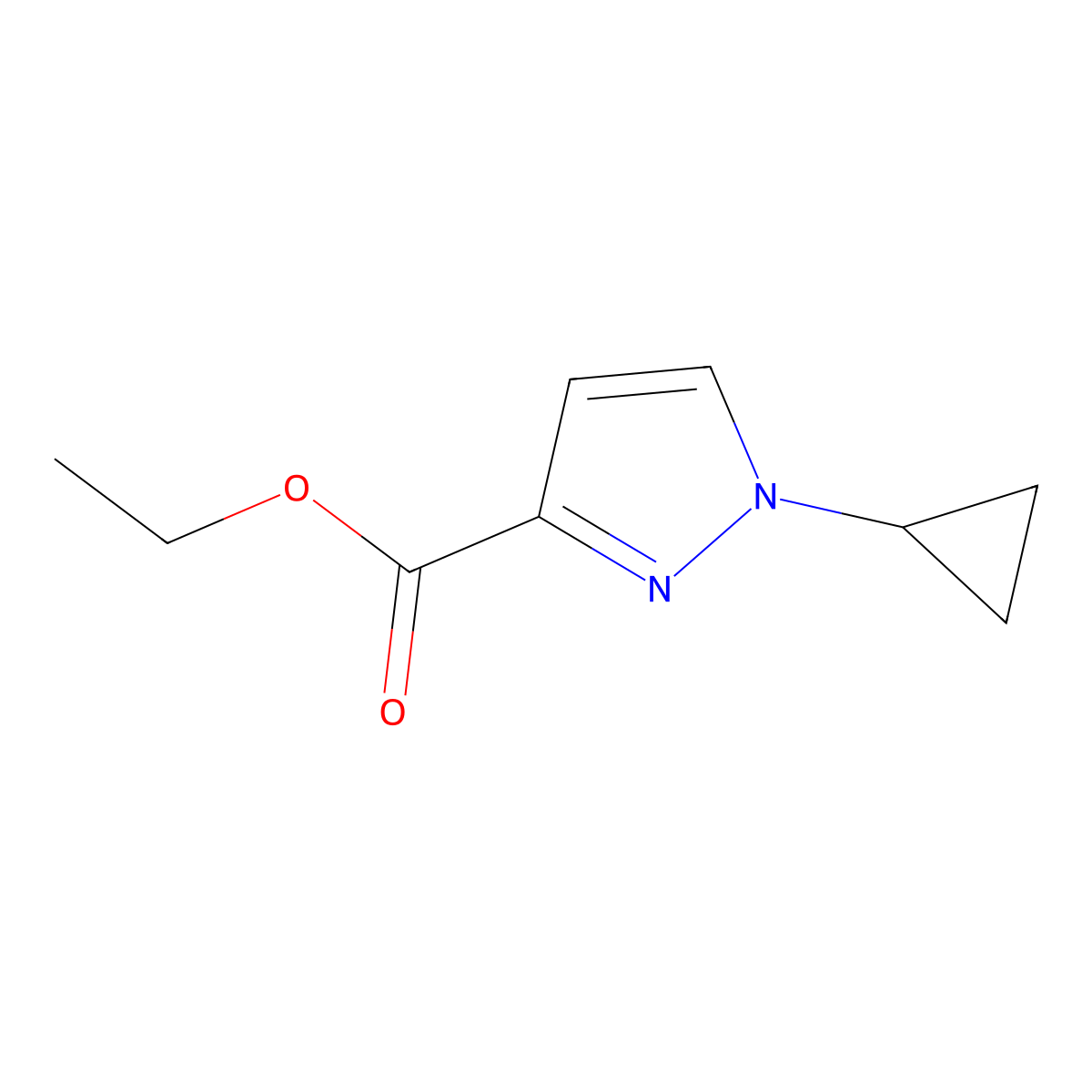 ethyl 1-cyclopropyl-1H-pyrazole-3-carboxylate molecular structure, CAS 1639115-07-3